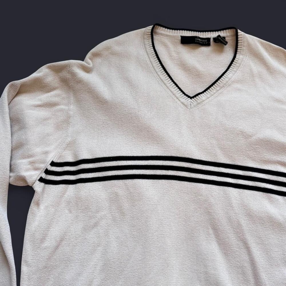 Vintage y2k 90s striped v neck sweater sz XXL oversized skater casual preppy - Picture 7 of 8